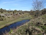 Stora vattenmassor har skurit ut en 14 meter djup kanjon i kalkstenen vid naturreservatet Djupadalen norr om Plantaberget, nordost om Falköping.