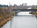 Elster-Saale-Kanal mit Eisenbahnbrücke