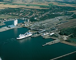 De aanlegsteigers in Rødbyhavn