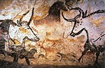 Lukisan aurochs, kuda, dan rusa di gua Lascaux yang berusia sekitar 17.300 tahun