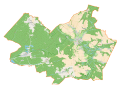 Mapa konturowa gminy Narol, na dole po prawej znajduje się punkt z opisem „Huta-Złomy”