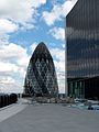 30 St Mary Axe as viewed from the second "step" of the Willis Building (July 2007)