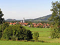 Flintsbach am Inn, im Hintergrund links Neubeuern, rechts der Samerberg