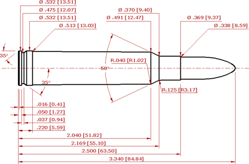 338 Winchester Magnum Cartridge Schematic