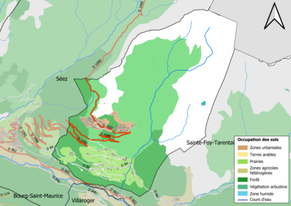 Carte en couleurs présentant l'occupation des sols.