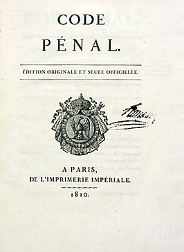 Titelpagina van de publicatie van de Code pénal (1810)