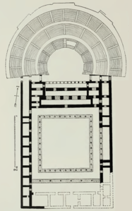 Plànol del teatre hel·lenístic de Babilònia i de l'edifici públic contigu