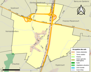 Carte en couleurs présentant l'occupation des sols.