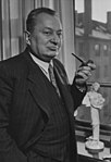 Aarre Merikanto, a Finnish composer, smoking pipe in 1950s