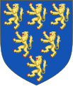 L'escudu de Godofredo Plantagenet, Conde d'Anjou y Duque de Normandía, que data d'alredor de 1125