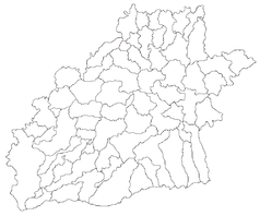 Mapa konturowa okręgu Sybin, blisko centrum na dole znajduje się punkt z opisem „Sibiu”