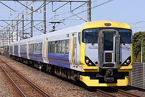 E257系500番台で運行の「わかしお」 （2021年3月 新習志野駅）