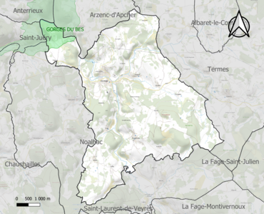 Carte de la ZNIEFF de type 1 sur la commune.