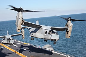 「キアサージ」から発艦した海兵隊所属のMV-22