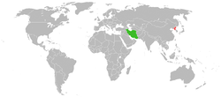 IranとNorth Koreaの位置を示した地図