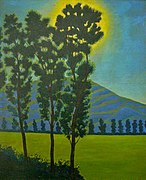 Russolo, c. 1940s, Landscape with trees, painting