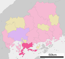 Kuren sijainti Hiroshiman prefektuurissa