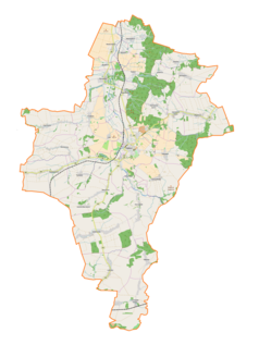 Mapa konturowa gminy Ziębice, po lewej znajduje się punkt z opisem „Niedźwiednik”