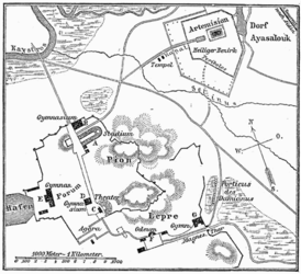 Карта города (энциклопедия Meyers Konversationslexikon, ок. 1888 года)