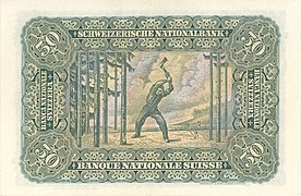 1911ko 50 franko billete suitzarra, Der Holzfäller