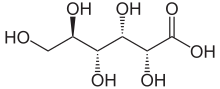 Skeletal formula of gluconic acid