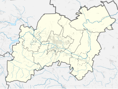 Mapa konturowa powiatu ostrowieckiego, blisko centrum po prawej na dole znajduje się punkt z opisem „Brzóstowa”