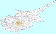 Map of Cyprus with the Pitsilia area highlighted