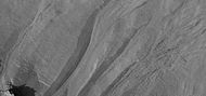 Close up view of some gullies, as seen by HiRISE under the HiWish program