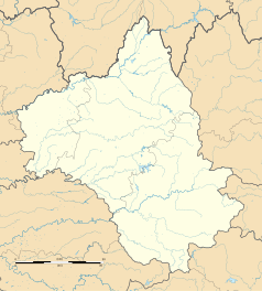 Mapa konturowa Aveyron, u góry znajduje się punkt z opisem „Saint-Amans-des-Cots”