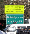 Turkish road sign – "Welcome to Europe"