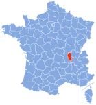 Posizion del dipartiment Rhône in de la Francia