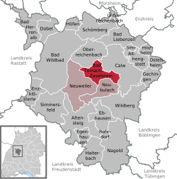 Elhelyezkedése Baden-Württemberg térképén