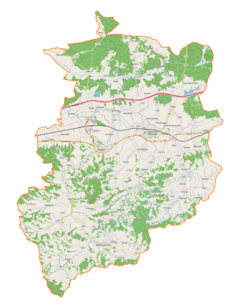 Mapa konturowa powiatu ropczycko-sędziszowskiego, blisko centrum na prawo u góry znajduje się punkt z opisem „Wolica Piaskowa”