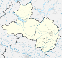 Mapa konturowa powiatu wschowskiego, po prawej znajduje się punkt z opisem „Hetmanice”