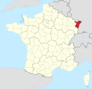 Lage des Departements Bas-Rhin in Frankreich