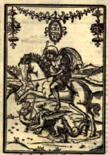 Marque de Georgio Rusconi Mediolanensis en page titre de la Polyanthea (Venise, 1507).