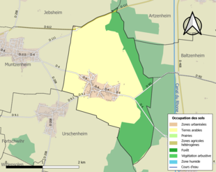 Carte en couleurs présentant l'occupation des sols.