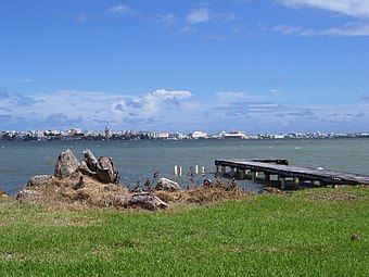 View of the San Juan Bay, Old San Juan, and Santurce from the Cataño shore