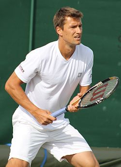 Marco Chiudinelli v kvalifikaci Wimbledonu 2014