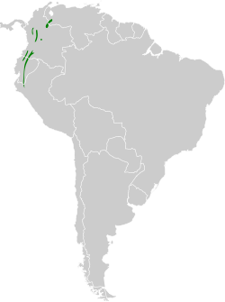 Distribución geográfica de la tangara capuchigrís (excluyendo C. chrysogaster).