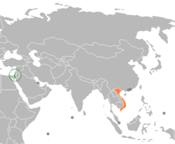 Bản đồ vị trí Israel và Vietnam