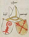 Wappen des Bistums Basel unter Bischof Johann V. von Venningen, r. 1458–1478, aus dem Wappenbuch des St. Galler Abtes Ulrich Rösch (1474)