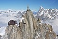 A Aiguille du Midi no verão, ao pôr-do-sol