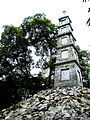 Tháp Bút (Pen Tower) with a phrase "Tả thanh thiên" (meaning "Write on the sky") next to Hoàn Kiếm Lake (2007).