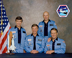 v. l. n. r. Donald Peterson, Paul Weitz, Story Musgrave, Karol Bobko