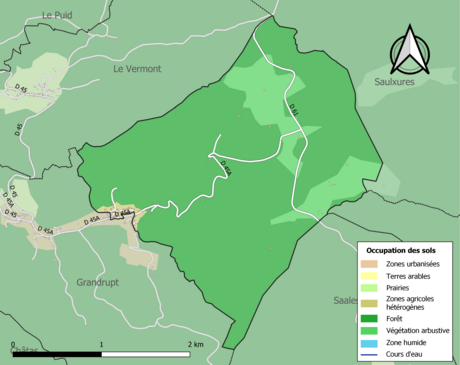 Carte en couleurs présentant l'occupation des sols.