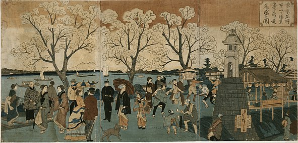 Bokusui tsutsumi hanazakari no zu, Hirošige III., 1881