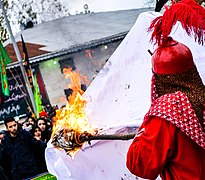 A man acting as Umar ibn Sa'ad whose army set fire to Imam Hussain's family tents, Iran