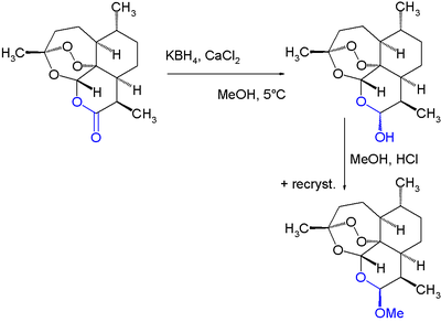 Artemether semisynthesis from artemisinin