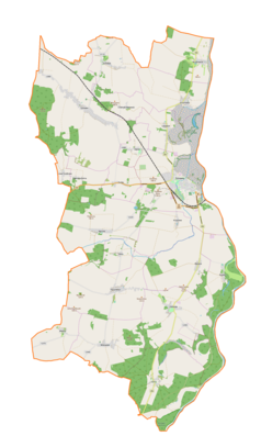 Mapa konturowa gminy Ścinawa, u góry znajduje się punkt z opisem „Chełmek Wołowski”